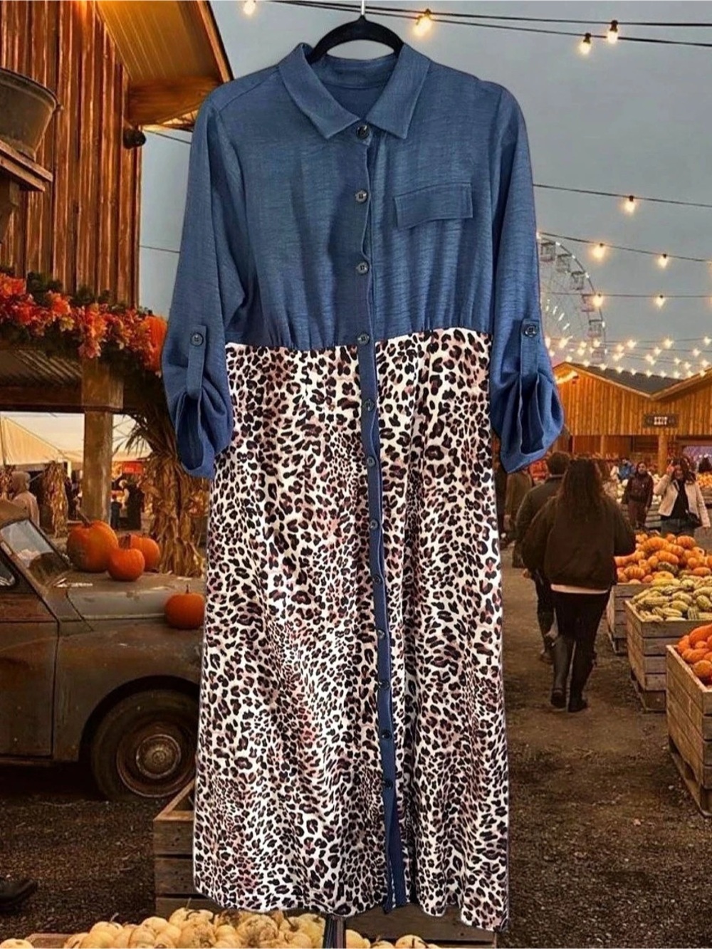 Color Block Animal Print Maxi Dress